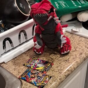 Pokemon Red and Black Plush with Trading Cards